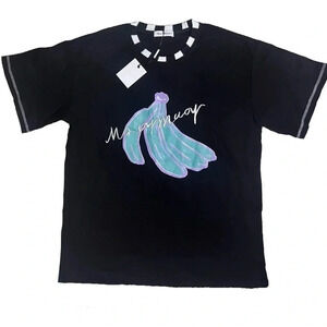 NWT MACYMCCOY Men’s Blue Banana Print Black T-Shirt